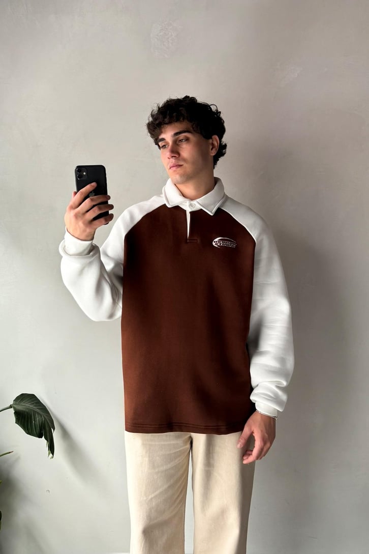 Dedoos Studio Nakışlı Polo Yaka  Sweatshirt