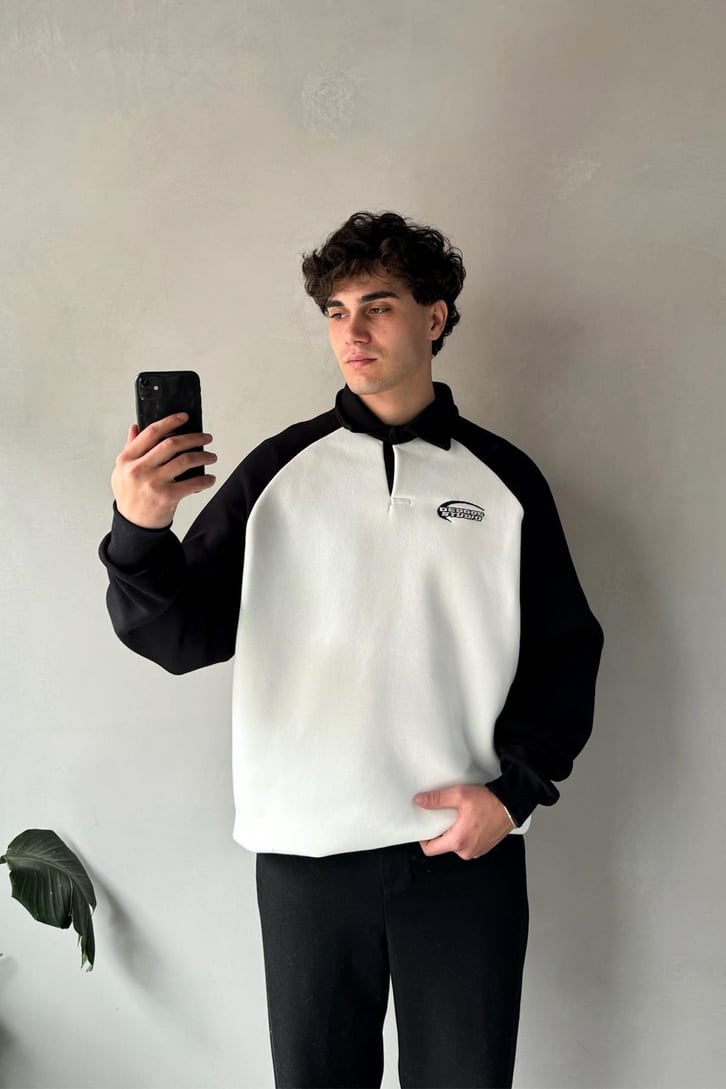 Dedoos Studio Nakışlı Polo Yaka  Sweatshirt