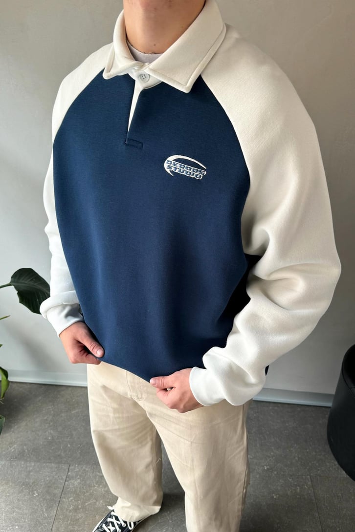 Dedoos Studio Nakışlı Polo Yaka  Sweatshirt