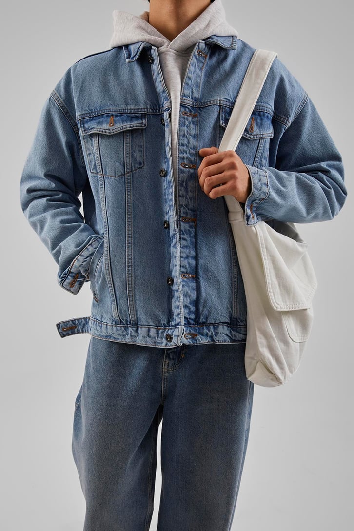 Denim Ekru Messenger Bag