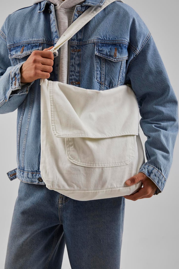 Denim Ekru Messenger Bag