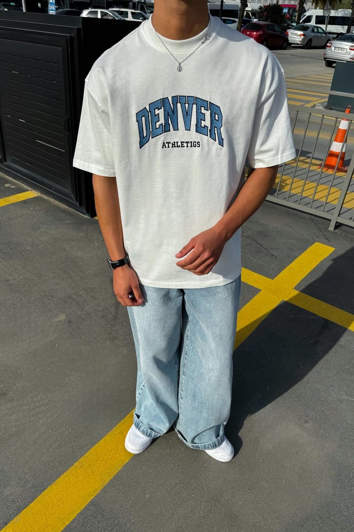 Denver Nakışlı Oversize Tişört