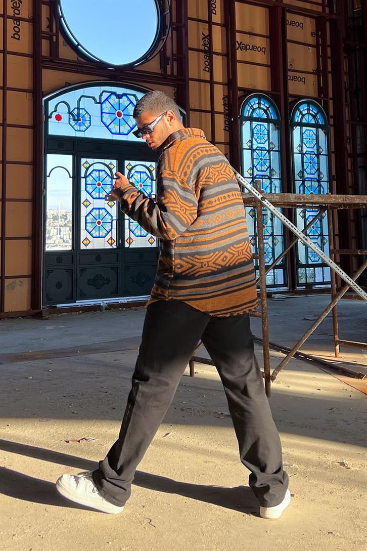 Desenli Kiremit Kaşe Gömlek
