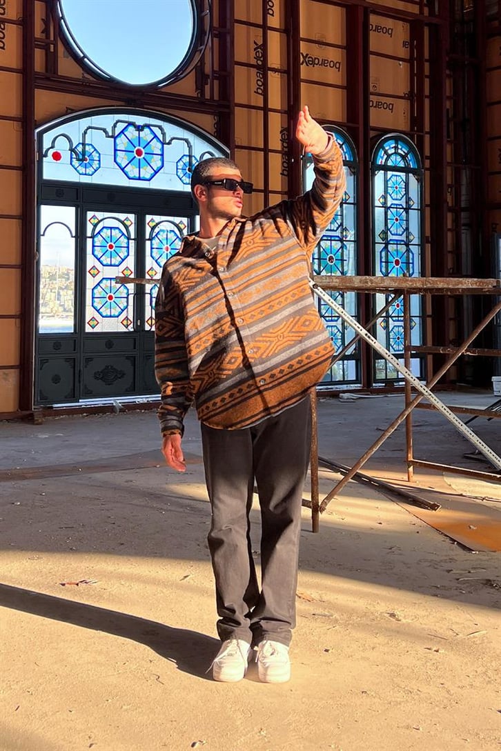Desenli Kiremit Kaşe Gömlek