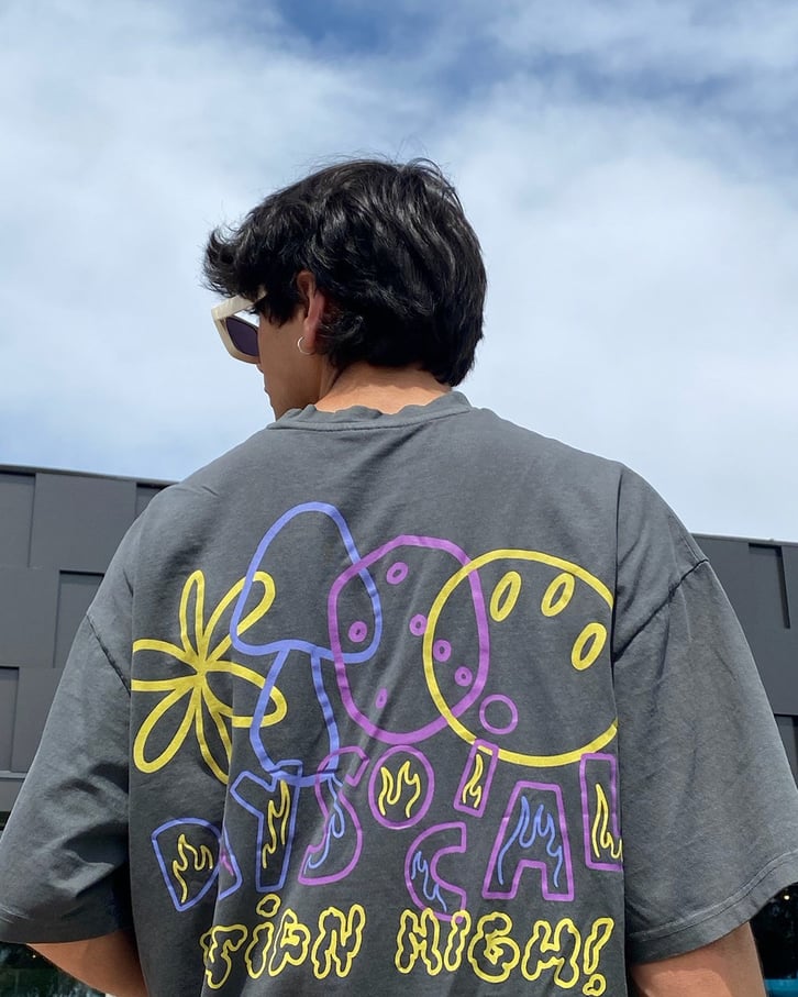 Design High Doodles Sırt Baskılı Oversize Tshirt