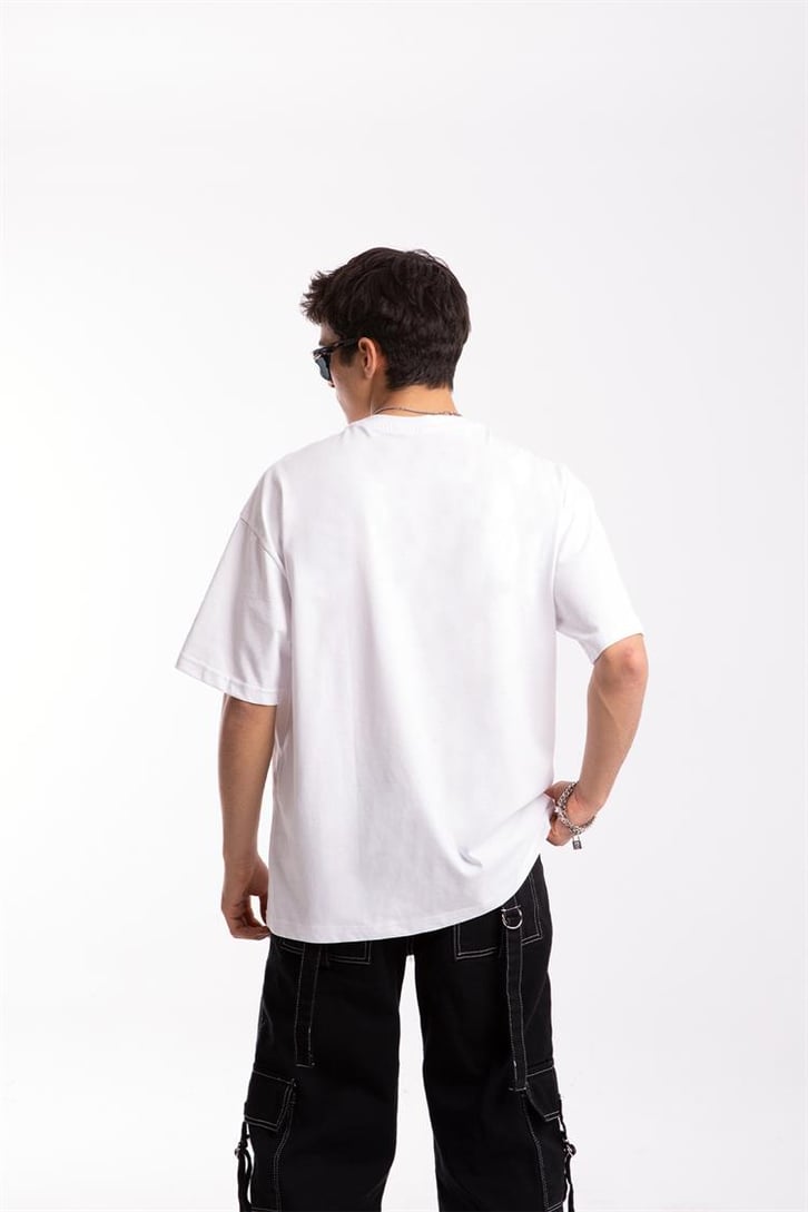 Destroy Baskılı Beyaz Oversize Tshirt