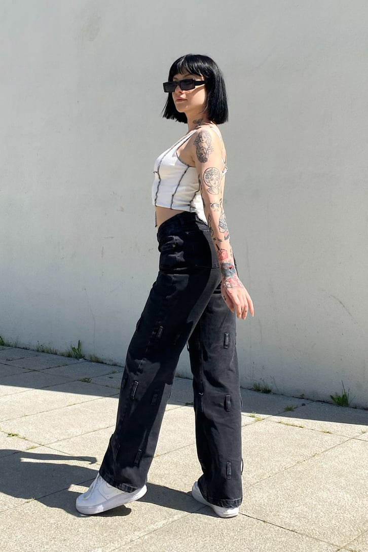 Detaylì Acid Wash Baggy Jean