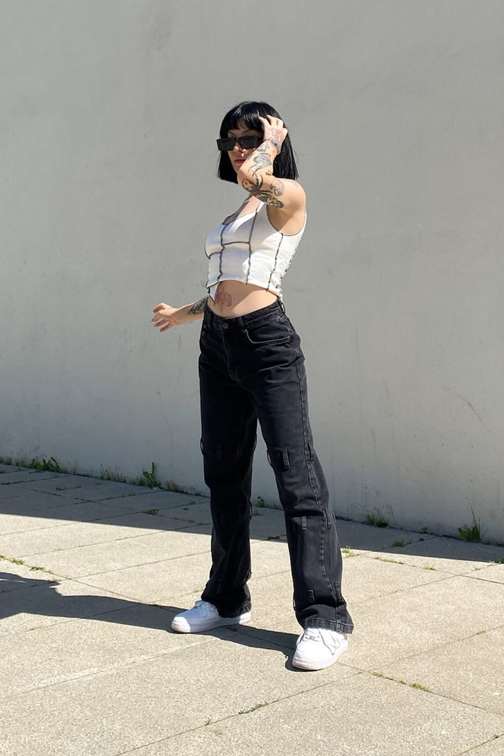 Detaylì Acid Wash Baggy Jean