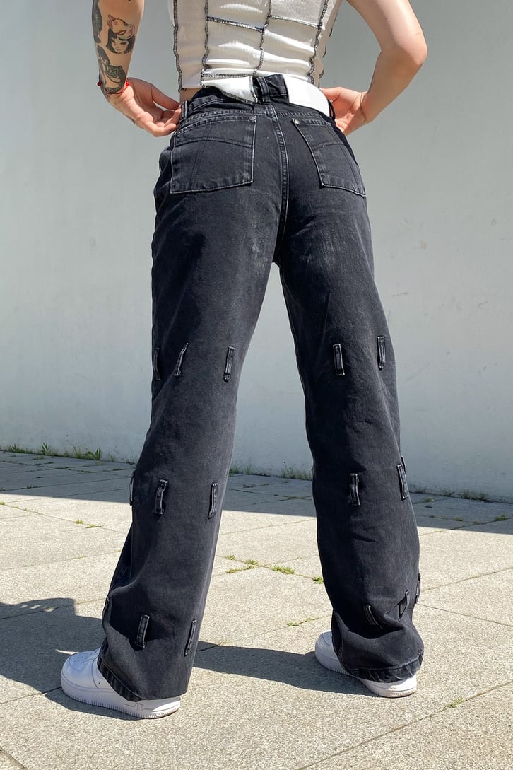 Detaylì Acid Wash Baggy Jean