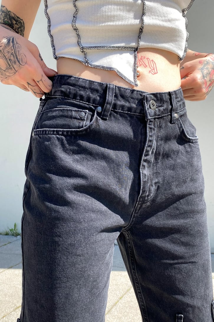 Detaylì Acid Wash Baggy Jean