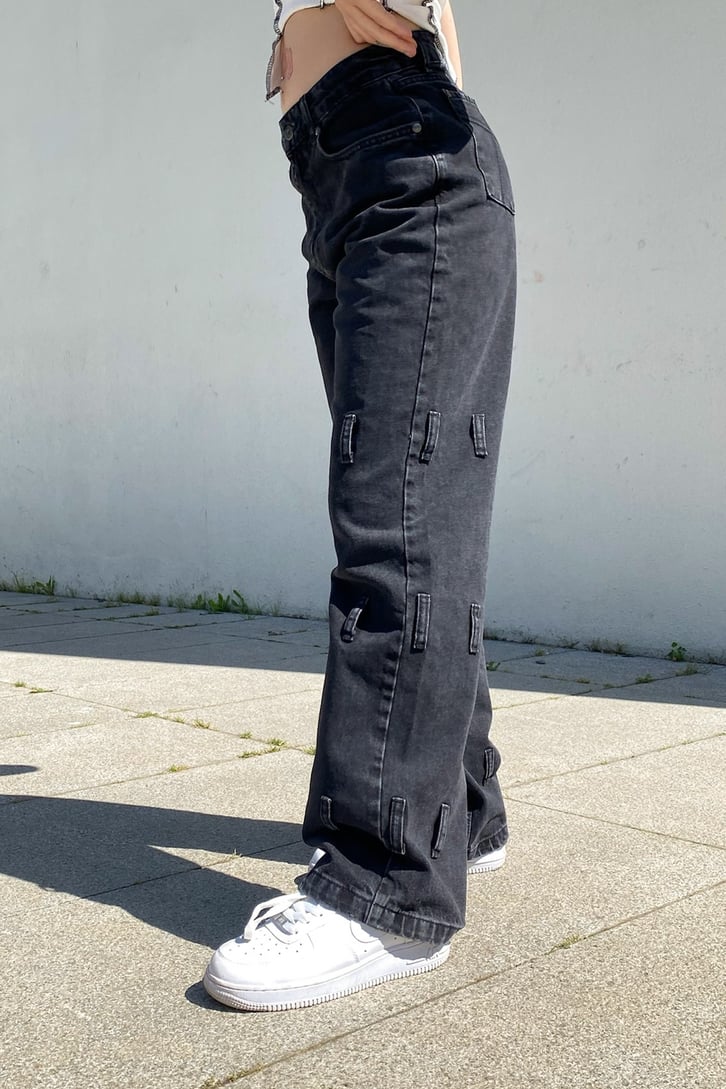 Detaylì Acid Wash Baggy Jean