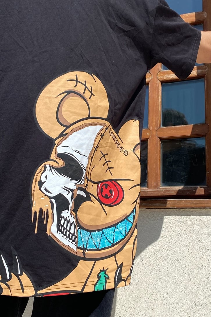 Devil Mouse Printed Oversize Basıc Tshırt