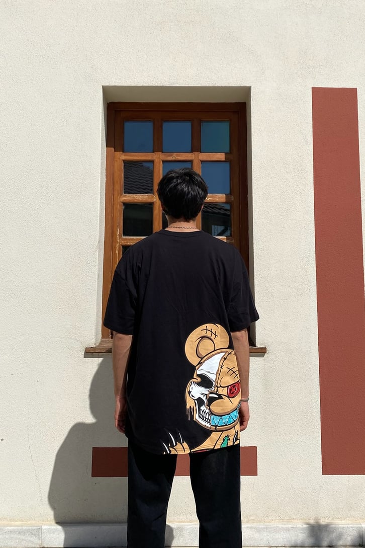 Devil Mouse Printed Oversize Basıc Tshırt