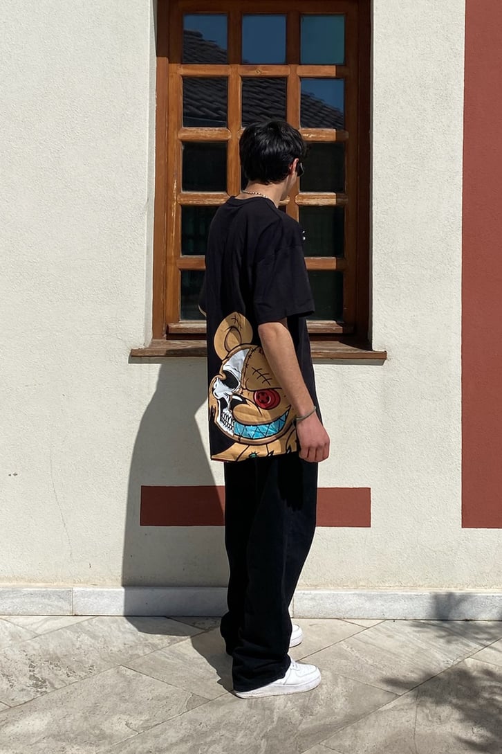 Devil Mouse Printed Oversize Basıc Tshırt
