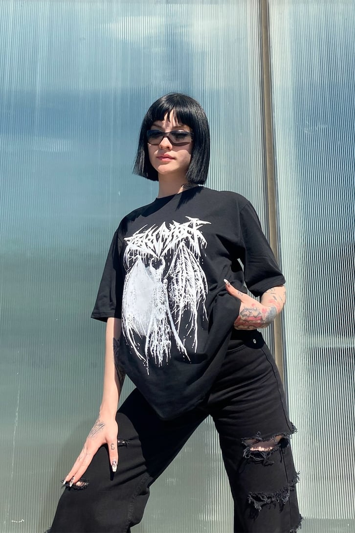 Devil Skeleton Baskılı Siyah Tshirt