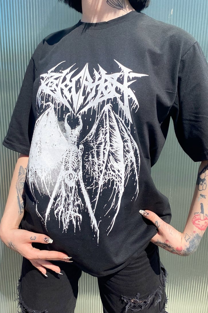 Devil Skeleton Baskılı Siyah Tshirt