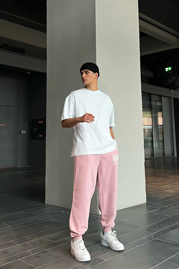 DF Baskılı Pembe Jogger Fit Eşofman Altı