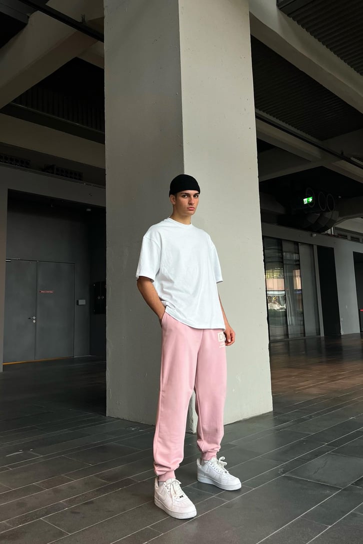 DF Baskılı Pembe Jogger Fit Eşofman Altı