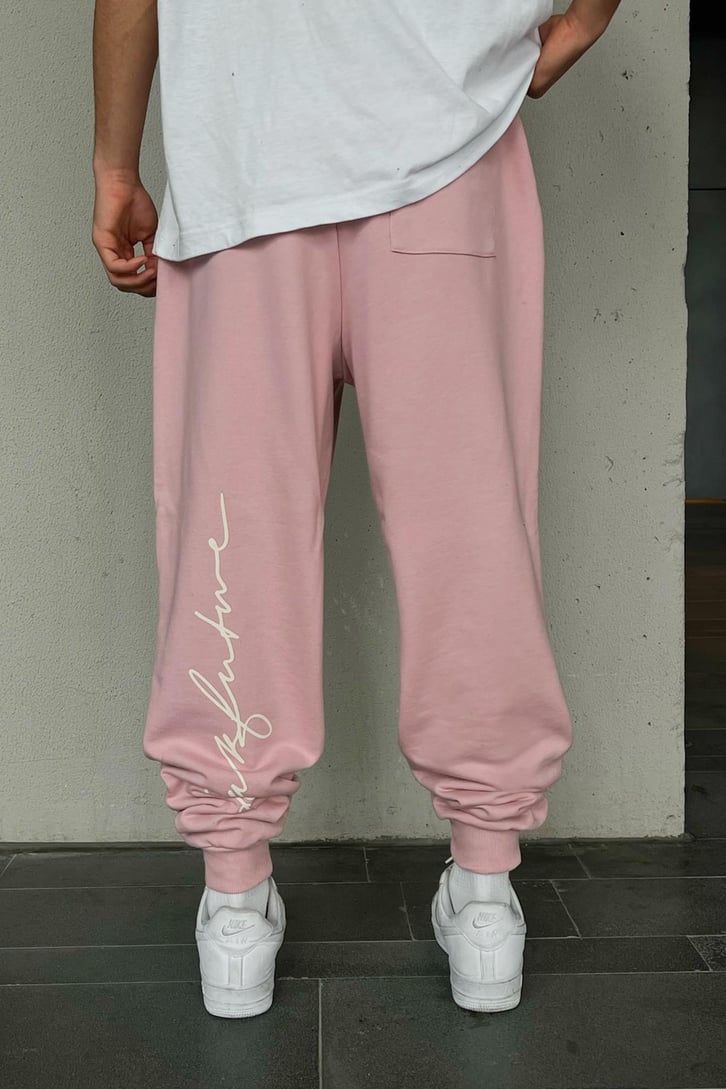 DF Baskılı Pembe Jogger Fit Eşofman Altı