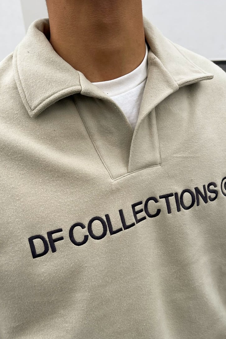 DF Collection Nakışlı Bej Polar Sweatshirt