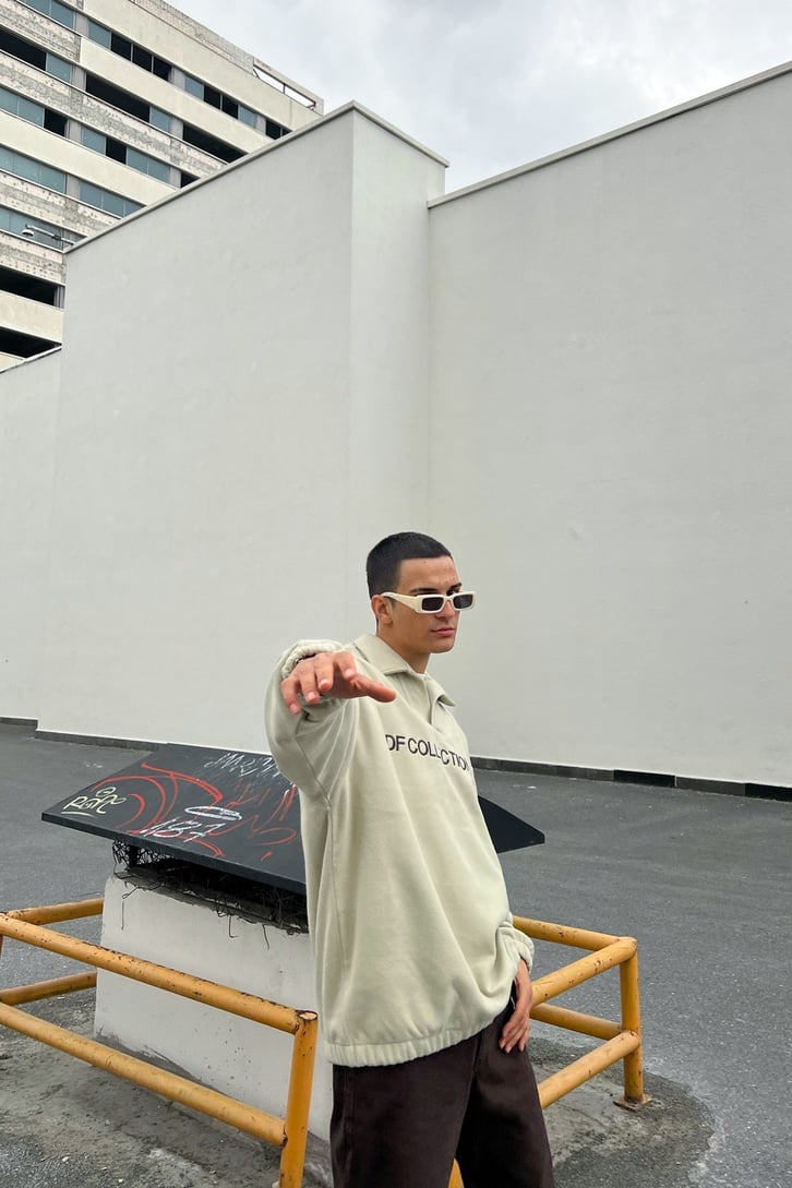 DF Collection Nakışlı Bej Polar Sweatshirt