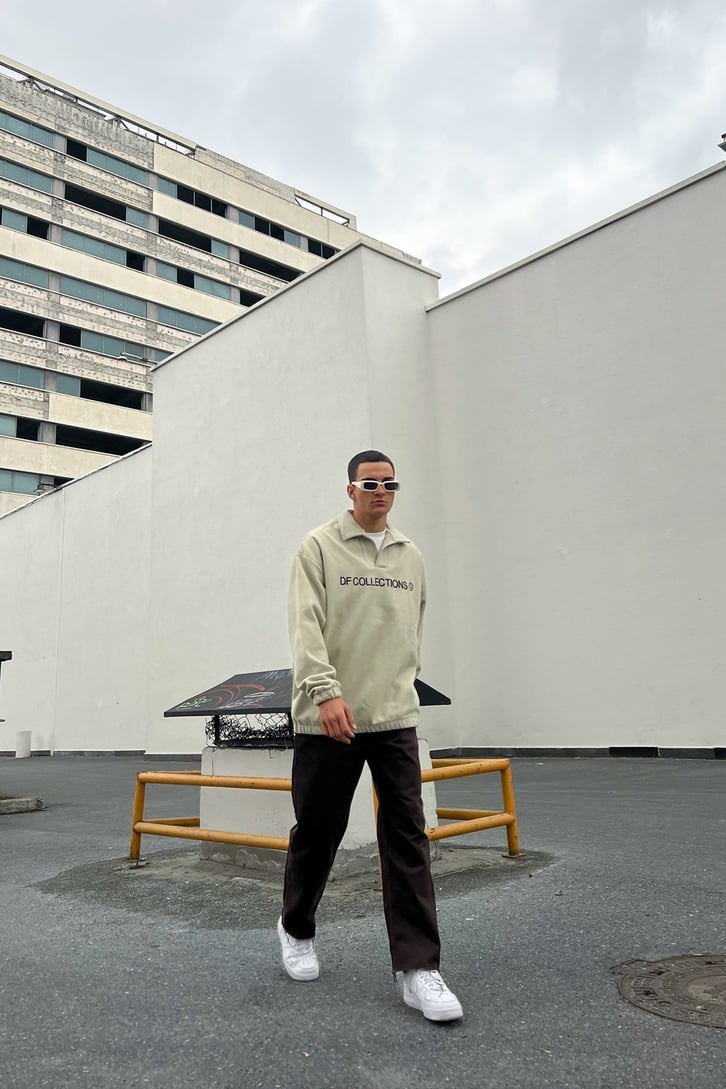DF Collection Nakışlı Bej Polar Sweatshirt