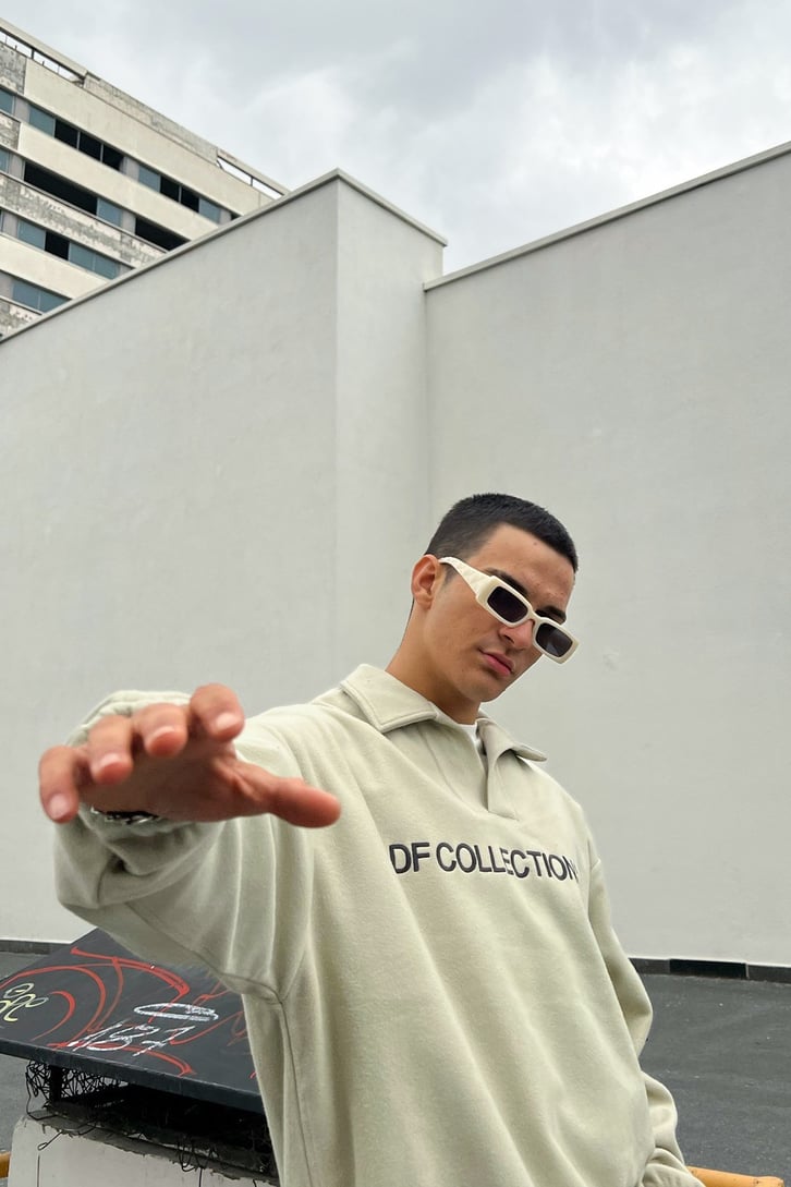 DF Collection Nakışlı Bej Polar Sweatshirt