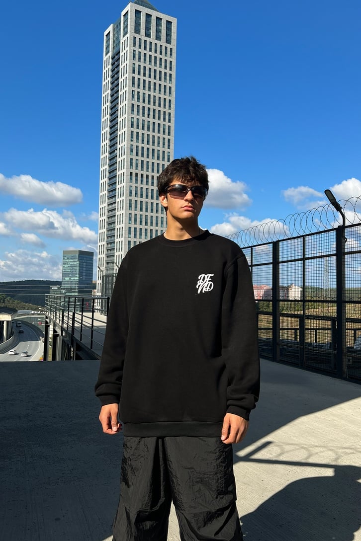 DFND Basic Siyah Oversize Sweatshirt
