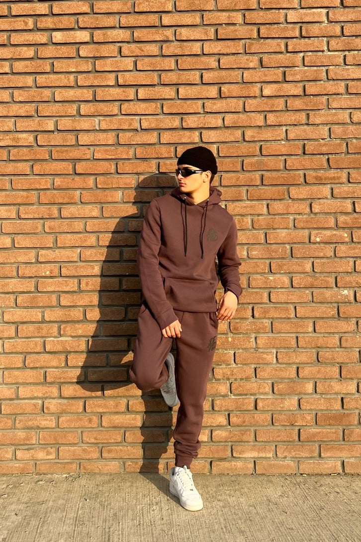 DFND Baskılı Kahverengi Eşofman Takımı