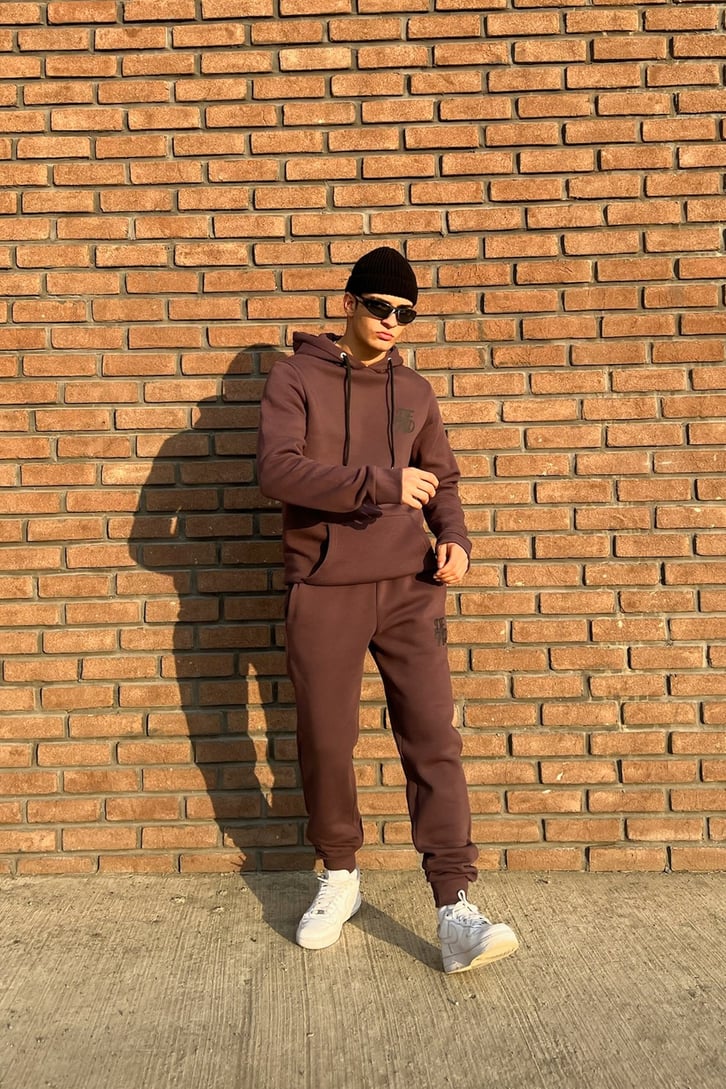 DFND Baskılı Kahverengi Eşofman Takımı