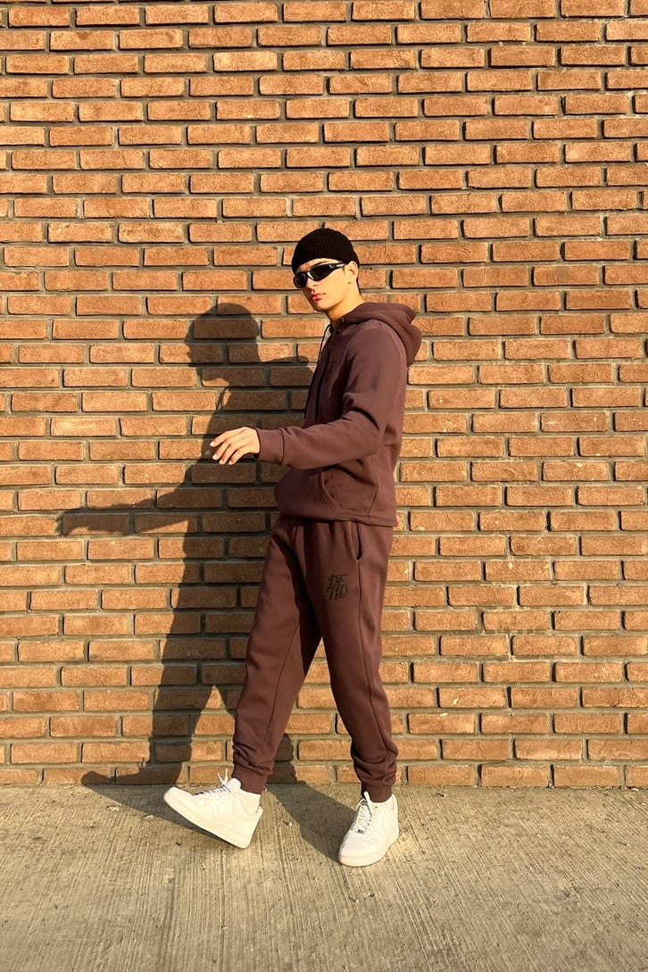 DFND Baskılı Kahverengi Eşofman Takımı