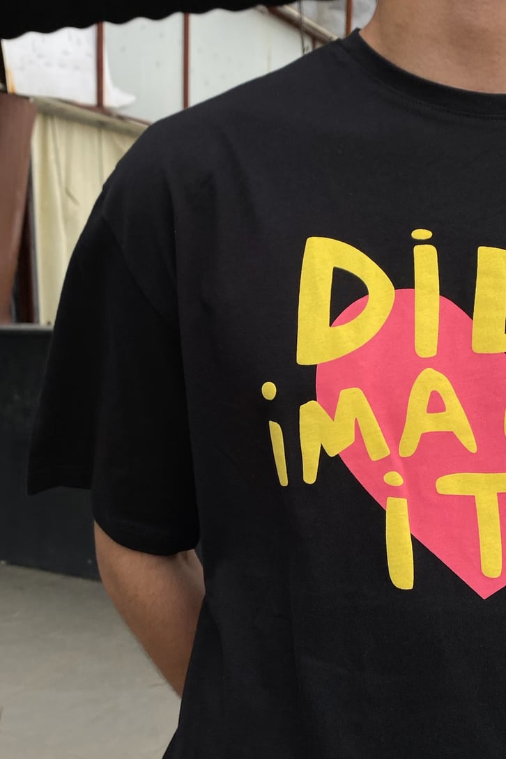 Did I Imagine It Baskılı Siyah Oversize Tshirt