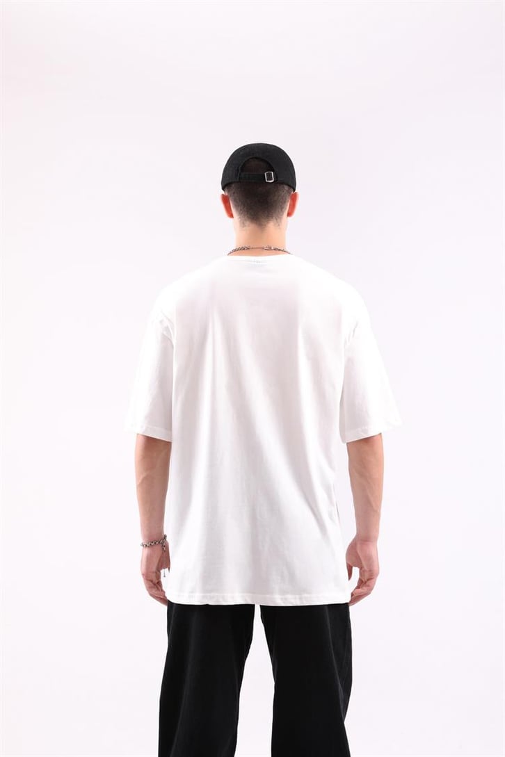 Diffuse Baskılı Rozet Aksesuarlı Taş Rengi Oversize Tshirt