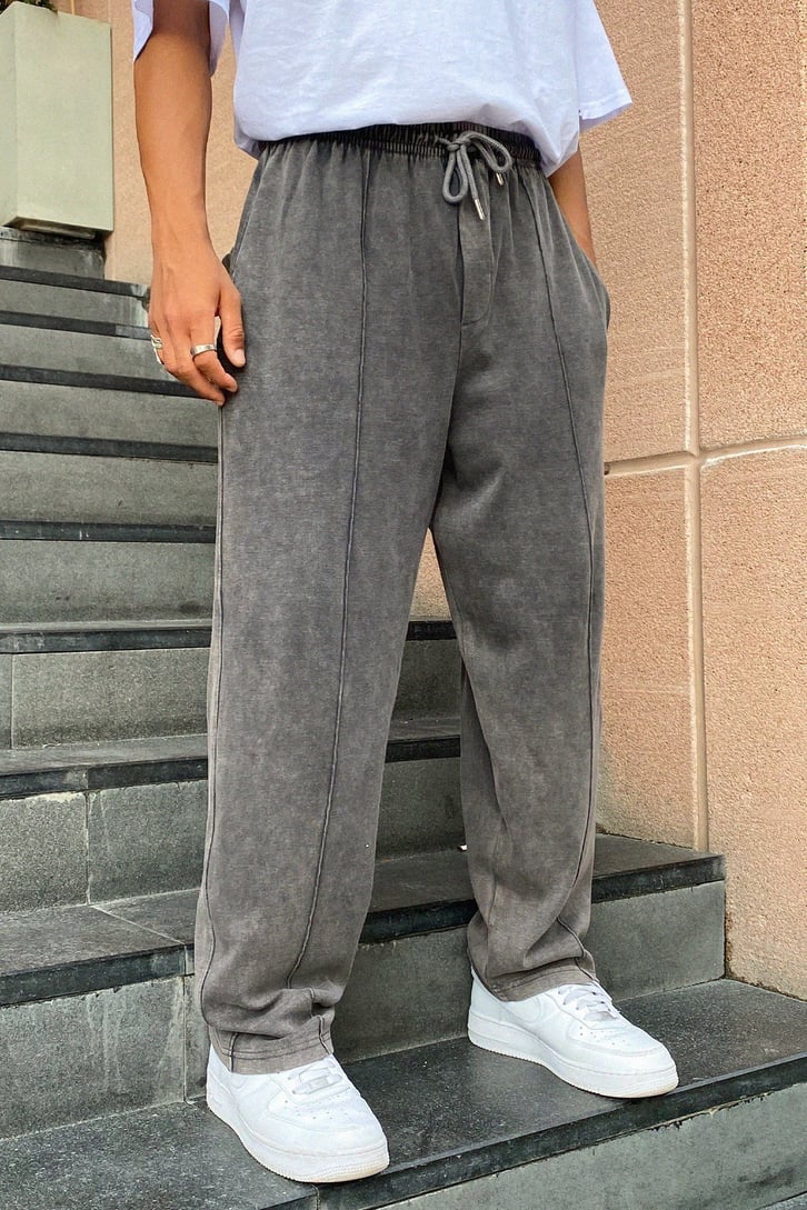 Dikiş Detay Acid Wash Eşofman Altı