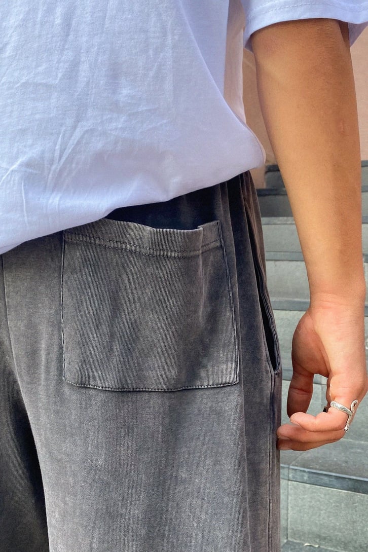 Dikiş Detay Acid Wash Eşofman Altı