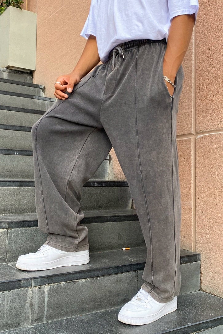 Dikiş Detay Acid Wash Eşofman Altı