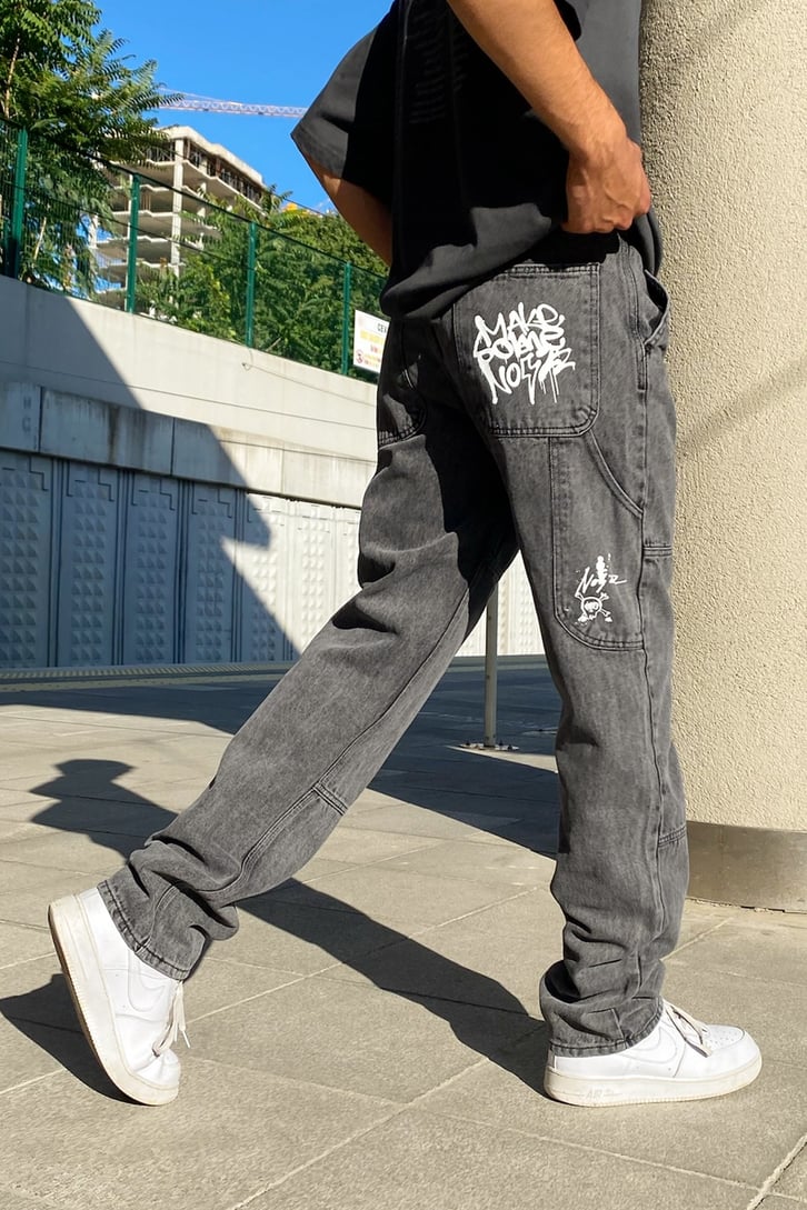 Dikiş Detay Baskılı Antrasit Regular Fit Jean