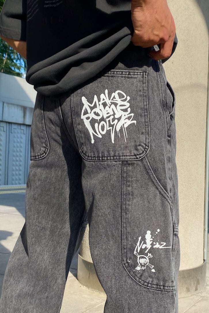 Dikiş Detay Baskılı Antrasit Regular Fit Jean