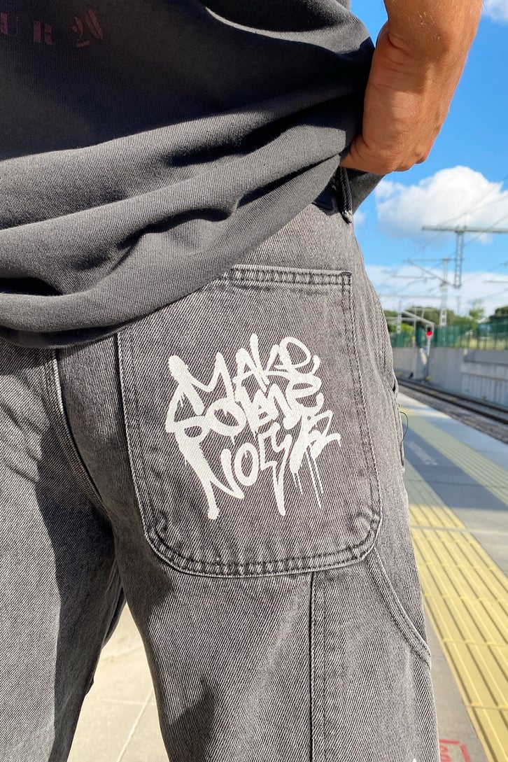 Dikiş Detay Baskılı Antrasit Regular Fit Jean
