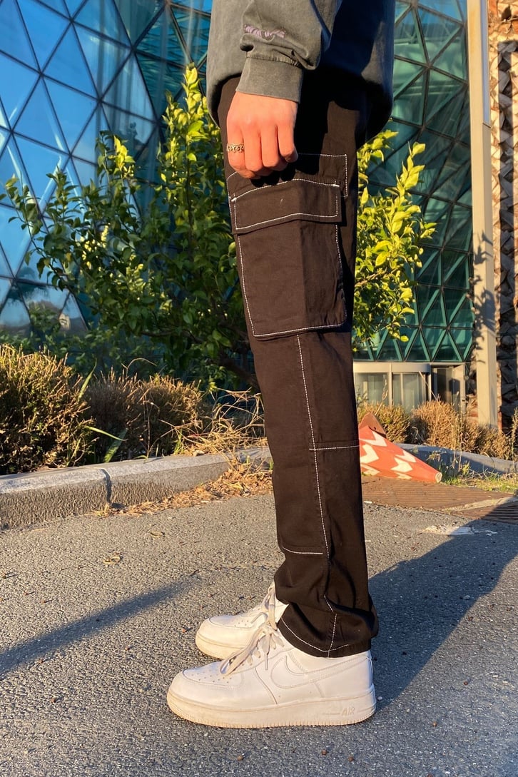 Dikiş Detay Cargo Pocket Losse Fit Pant