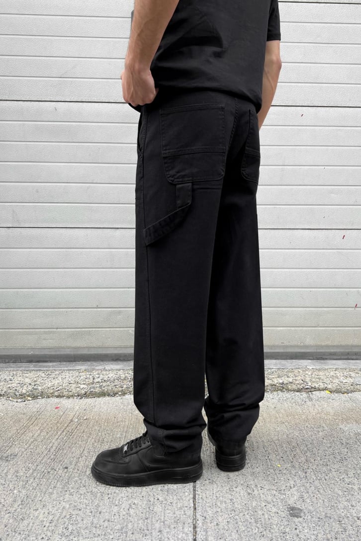 Dikiş Detay Siyah Baggy Jean