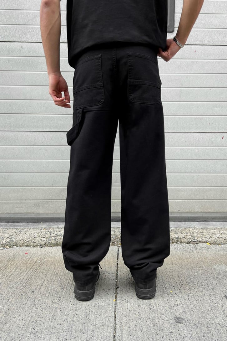 Dikiş Detay Siyah Baggy Jean