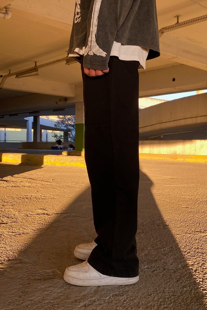 Dikiş Detay Siyah Losse Fit Pants