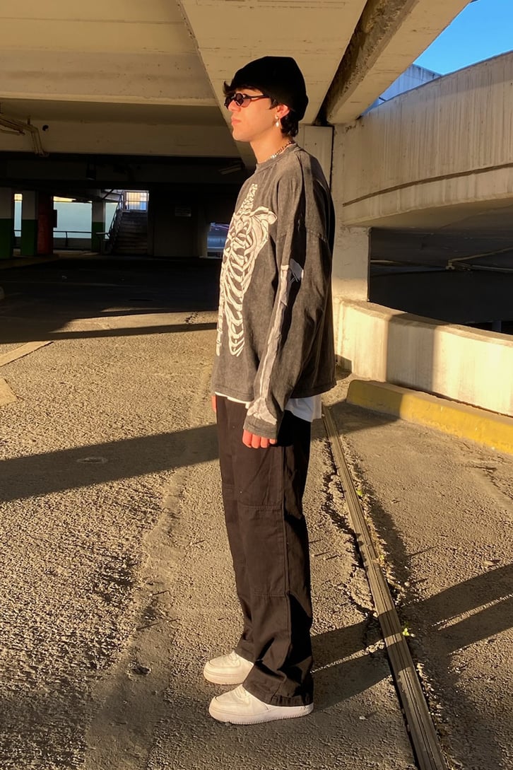 Dikiş Detay Siyah Losse Fit Pants