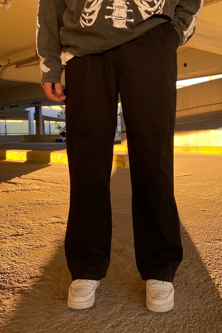 Dikiş Detay Siyah Losse Fit Pants