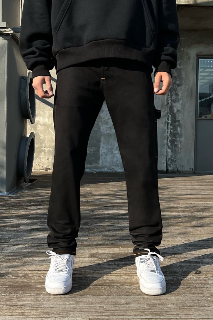 Dikiş Detay Siyah Regular Fit Jean