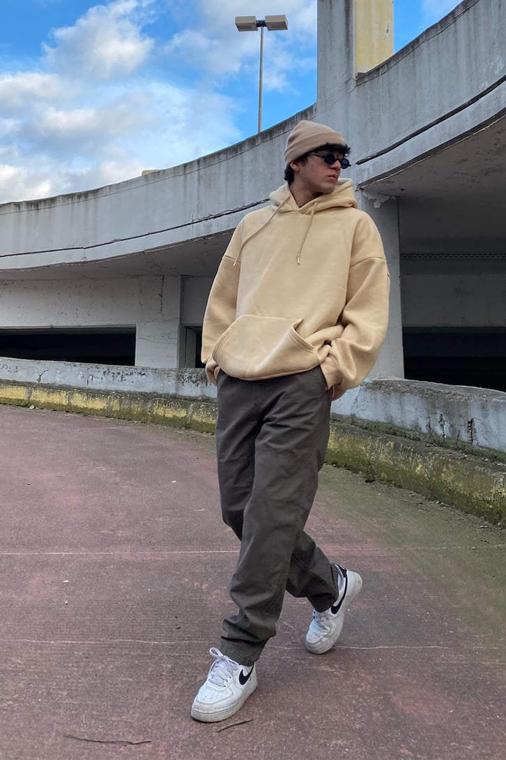 Dikiş Detay Soft Brown Losse Fit Pants