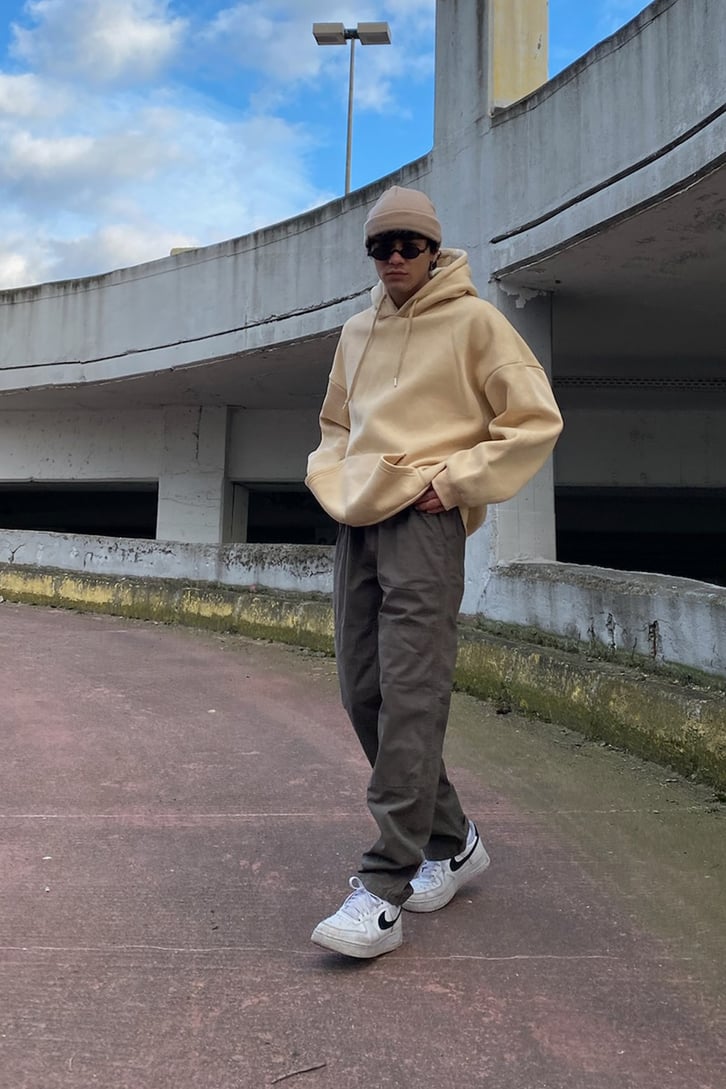 Dikiş Detay Soft Brown Losse Fit Pants