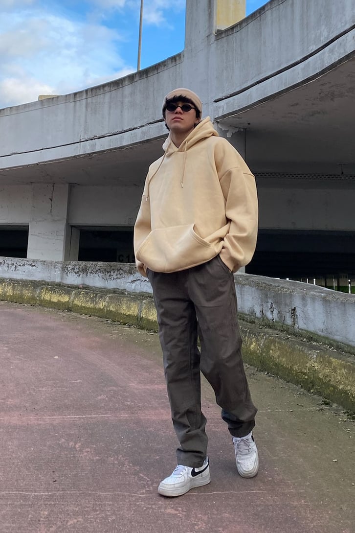 Dikiş Detay Soft Brown Losse Fit Pants