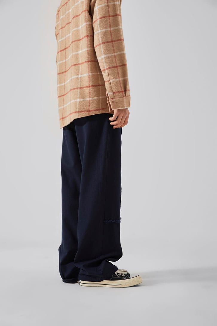 Dikiş Detaylı Bej Baggy Jean